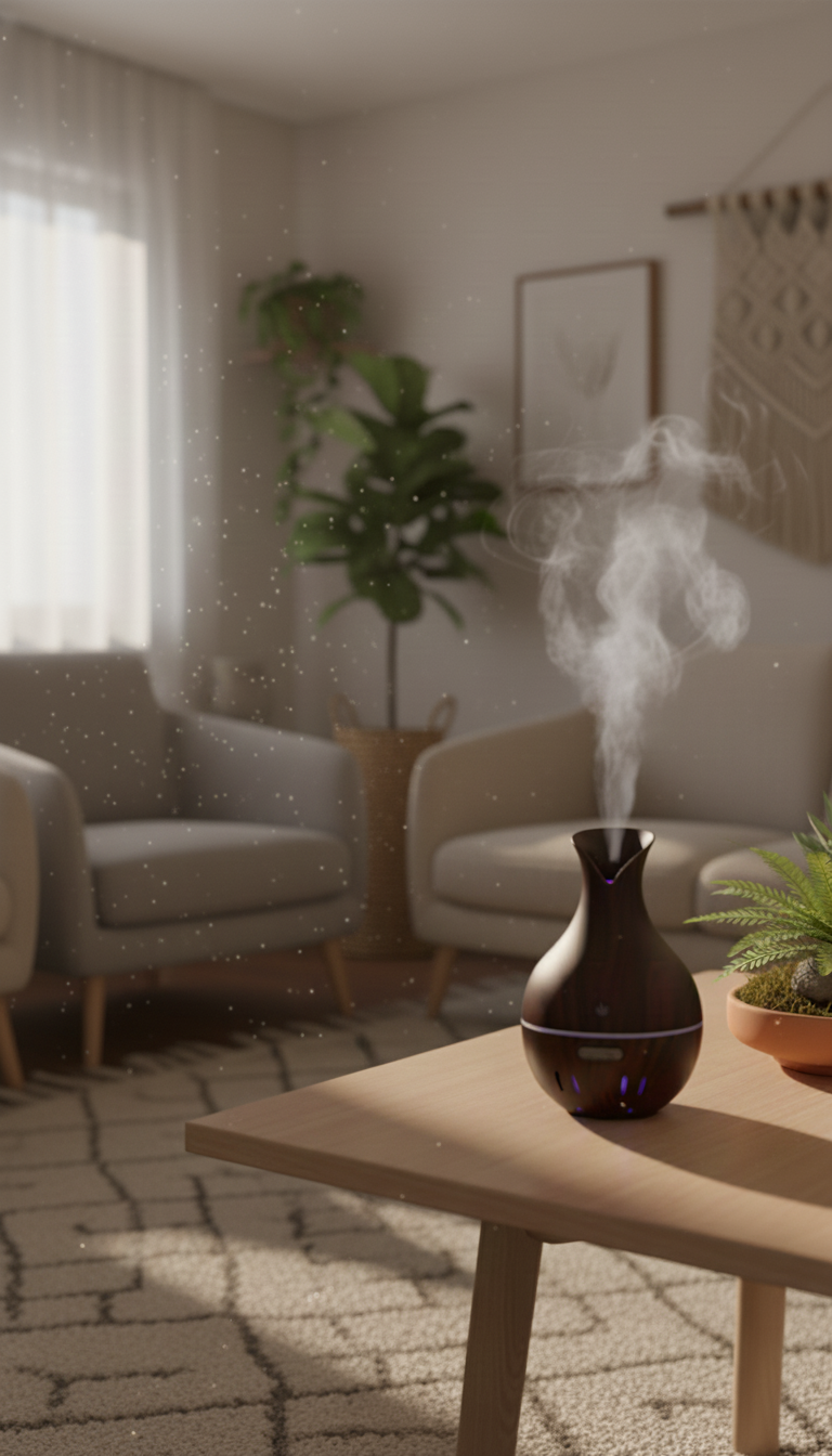 Diffuseur & humidificateur d'huiles essentielles aspect bois foncé