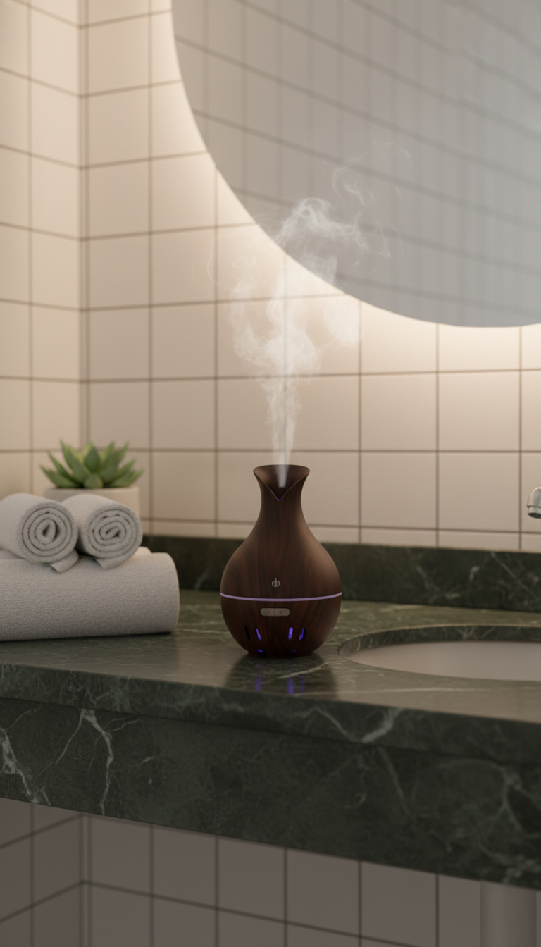 Diffuseur & humidificateur d'huiles essentielles aspect bois foncé